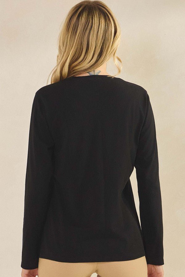 Essential Long Sleeve Cotton Top – Black - Juli's Wearable Art
