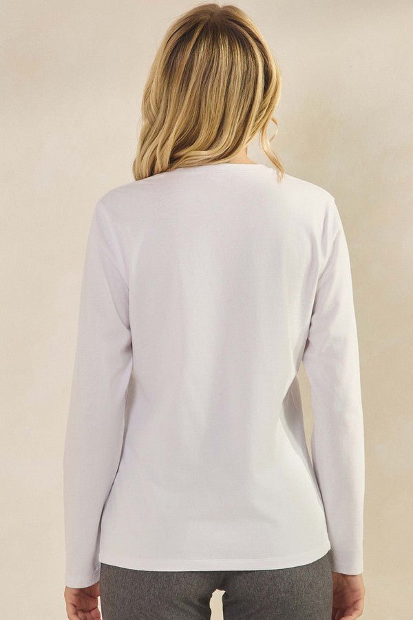 Essential Long Sleeve Cotton Top – White - Juli's Wearable Art