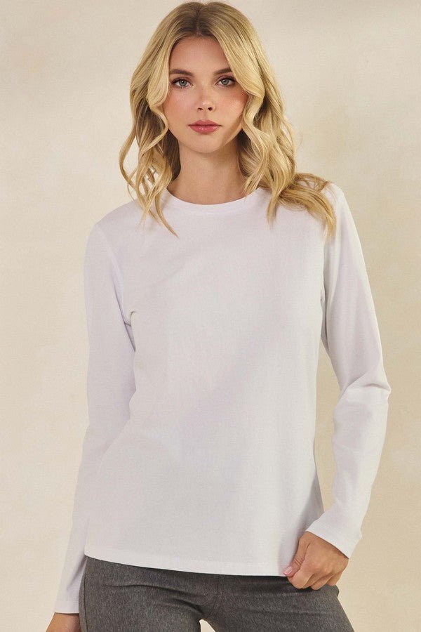 Essential Long Sleeve Cotton Top – White - Juli's Wearable Art