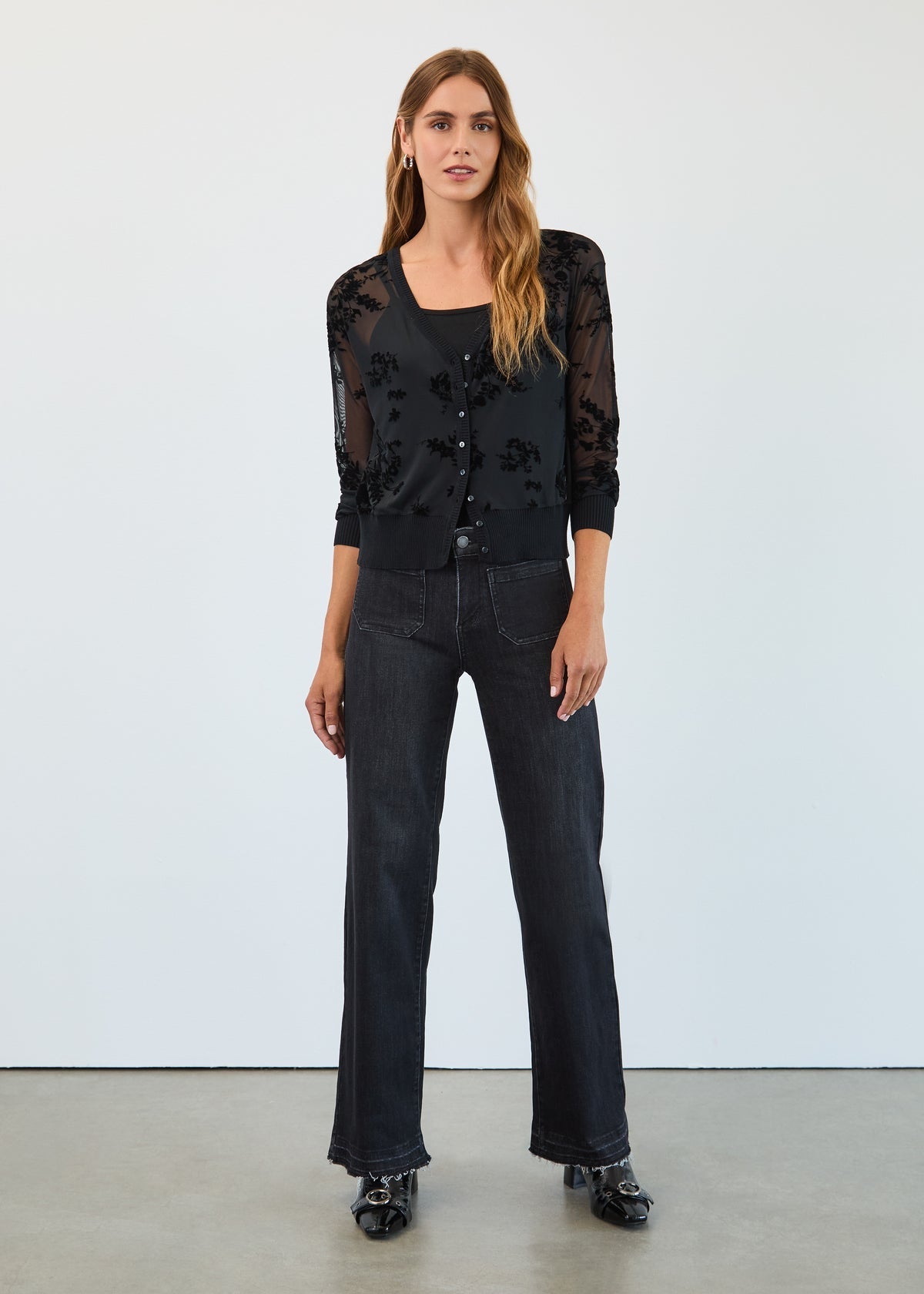 FDJ 2 - Piece Mesh Cardigan Set – Black - Juli's Wearable Art