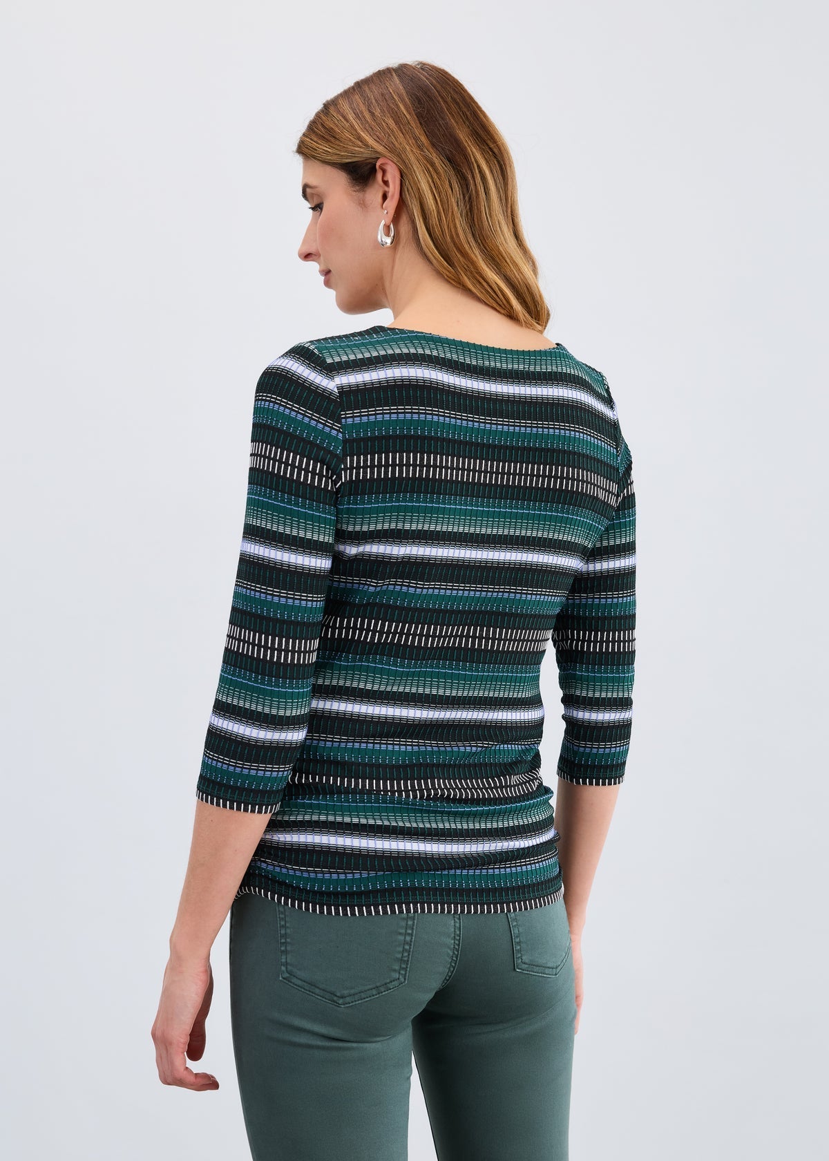 FDJ 3/4 Sleeve Ruched Side Top - Cool Brixton - Juli's Wearable Art