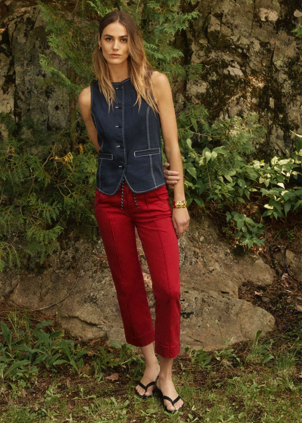 FDJ Button Front Vest | Navy - Juli's Wearable Art