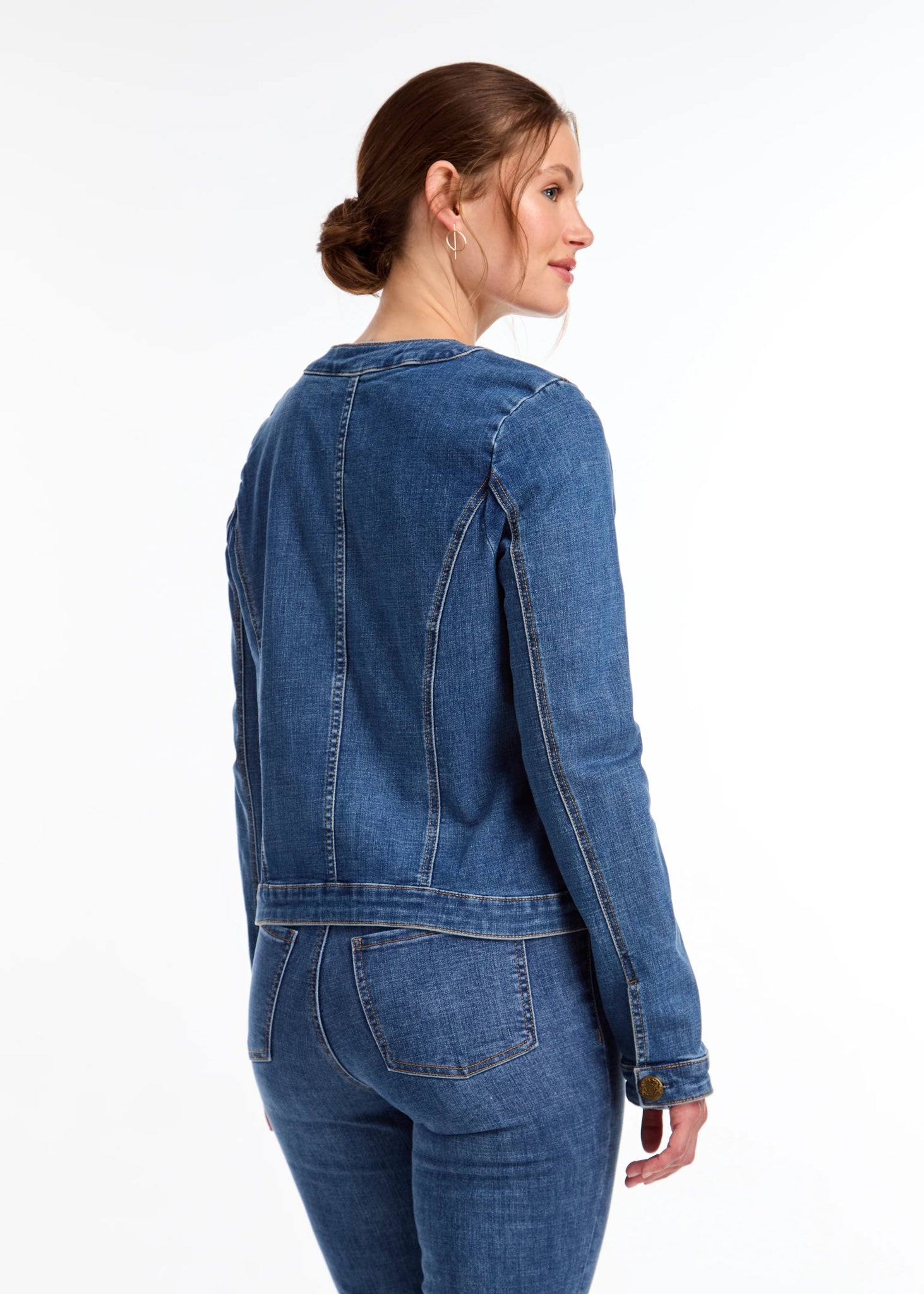 FDJ Collarless Denim Jacket - Juli's Wearable Art