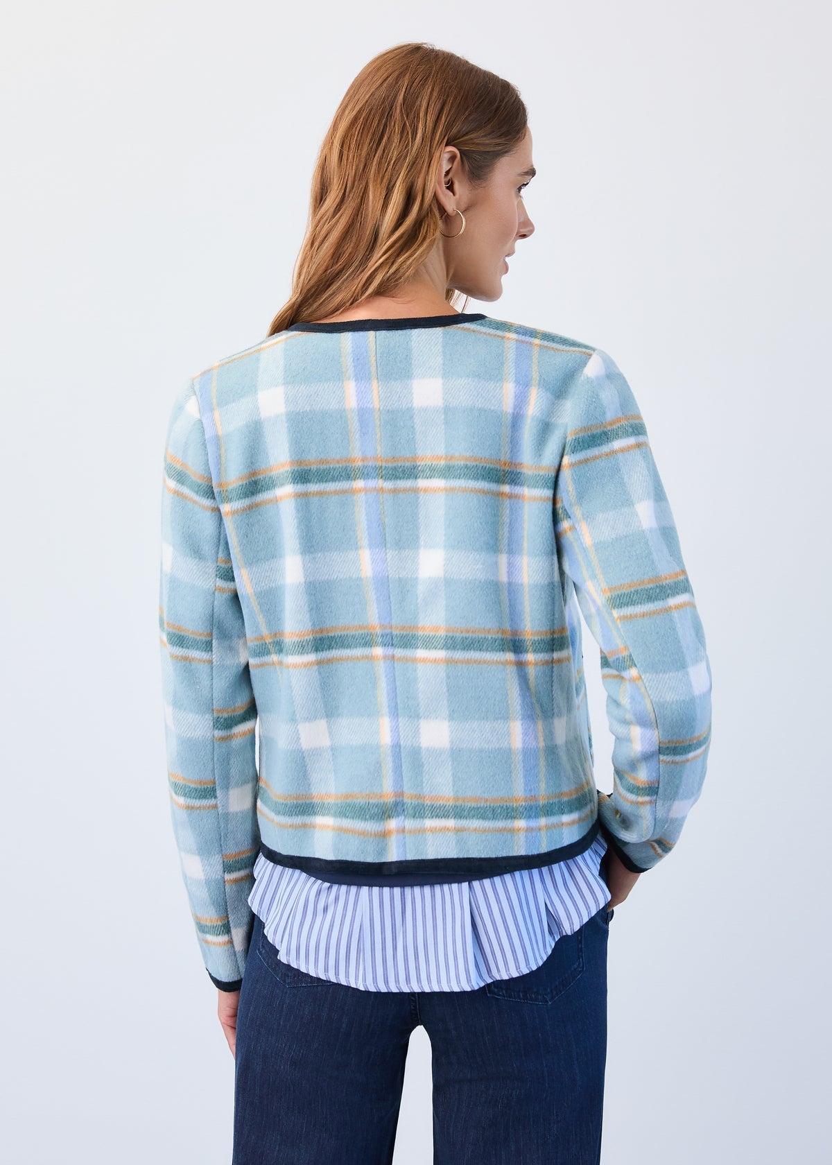 FDJ Collarless Plaid Jacket – Hamlet Plaid - Juli's Wearable Art