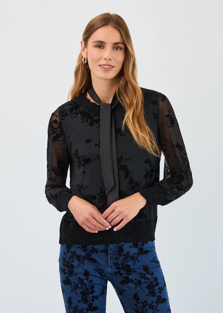 FDJ Flocked Mesh Sweatshirt – Black - Juli's Wearable Art