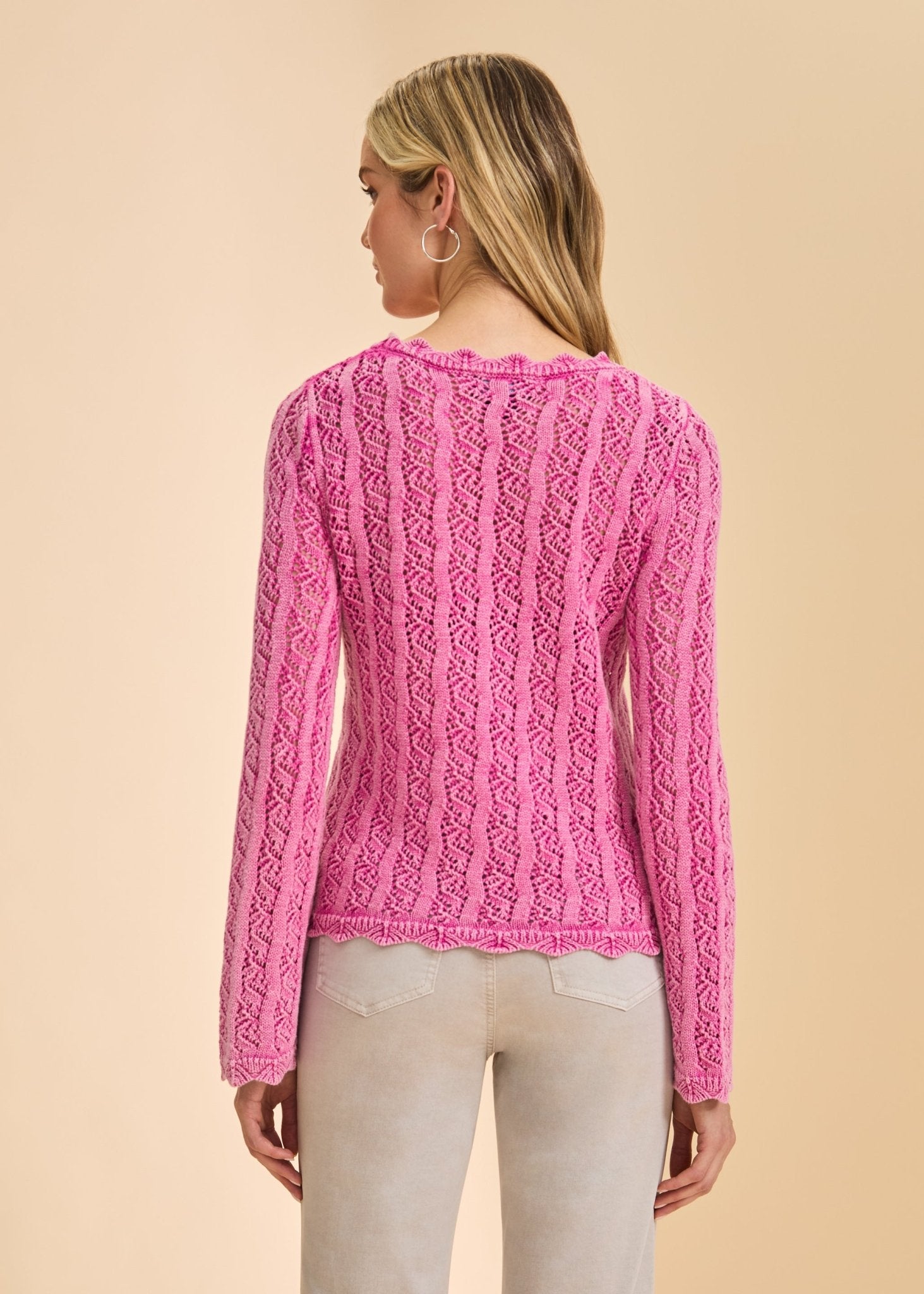 FDJ Long Sleeve Garment Dye Sweater | Fuschia - Juli's Wearable Art