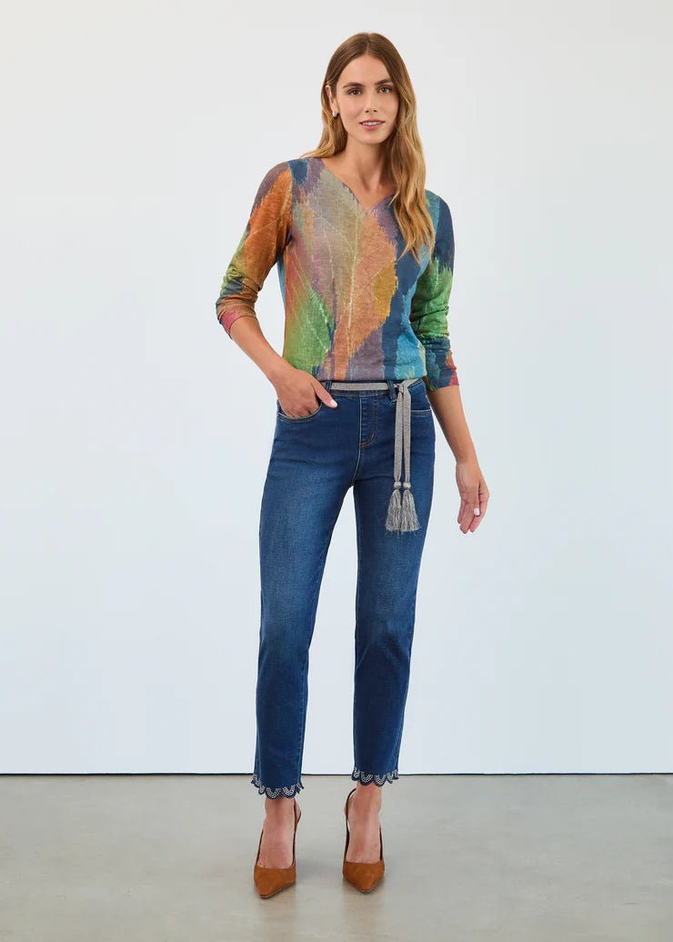 FDJ Long - Sleeve Notch Neck Top, Dark Mara - Juli's Wearable Art