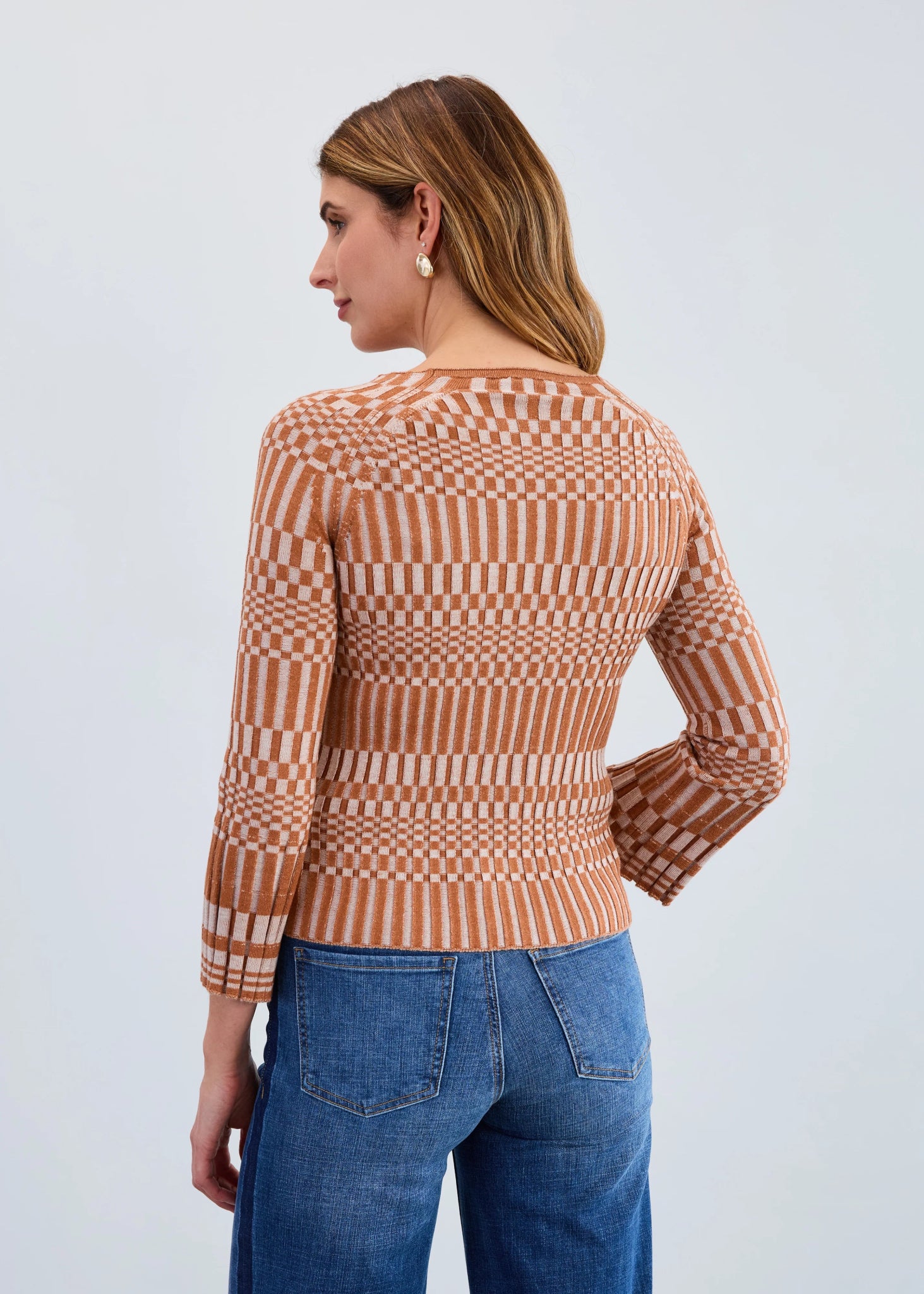 FDJ Long - Sleeve Rib Sweater – Bronze/Crème - Juli's Wearable Art