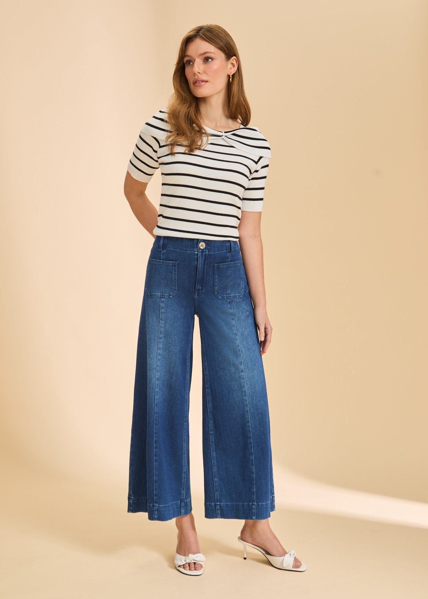 FDJ Pull - on Wide Leg Crop Jeans | Blue Denim - Juli's Wearable Art