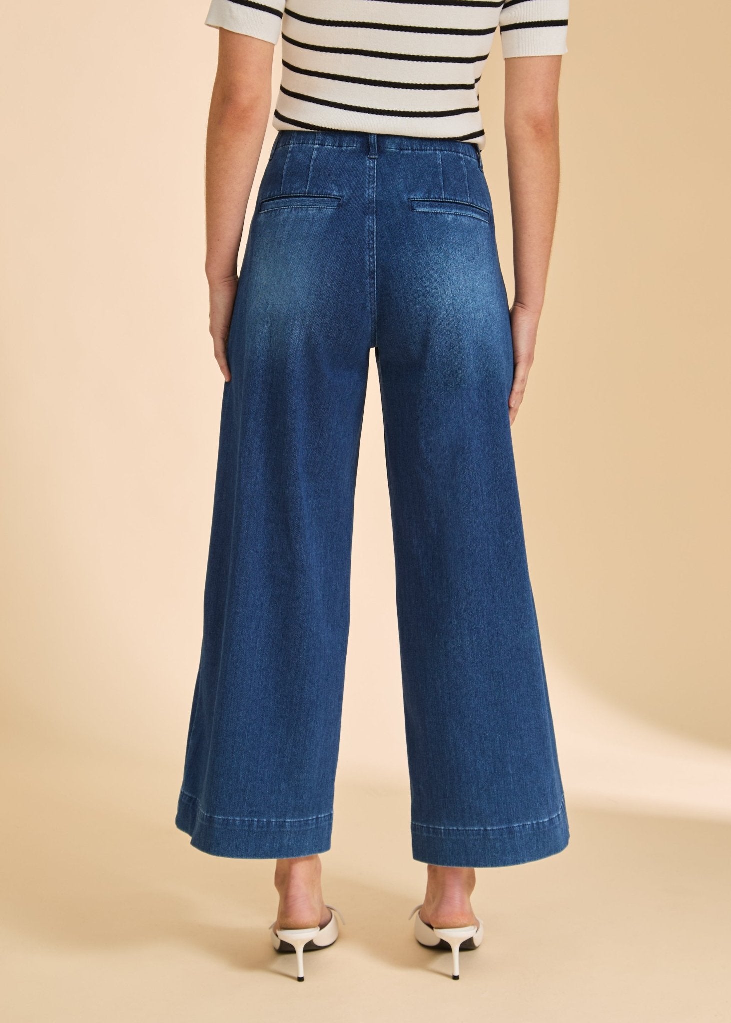 FDJ Pull - on Wide Leg Crop Jeans | Blue Denim - Juli's Wearable Art