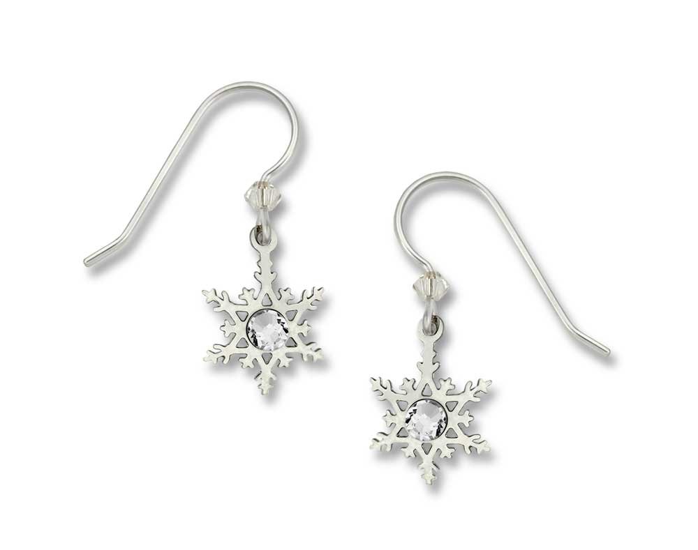 Filigree Snowflake with Crystal Earrings - Juli's Wearable Art