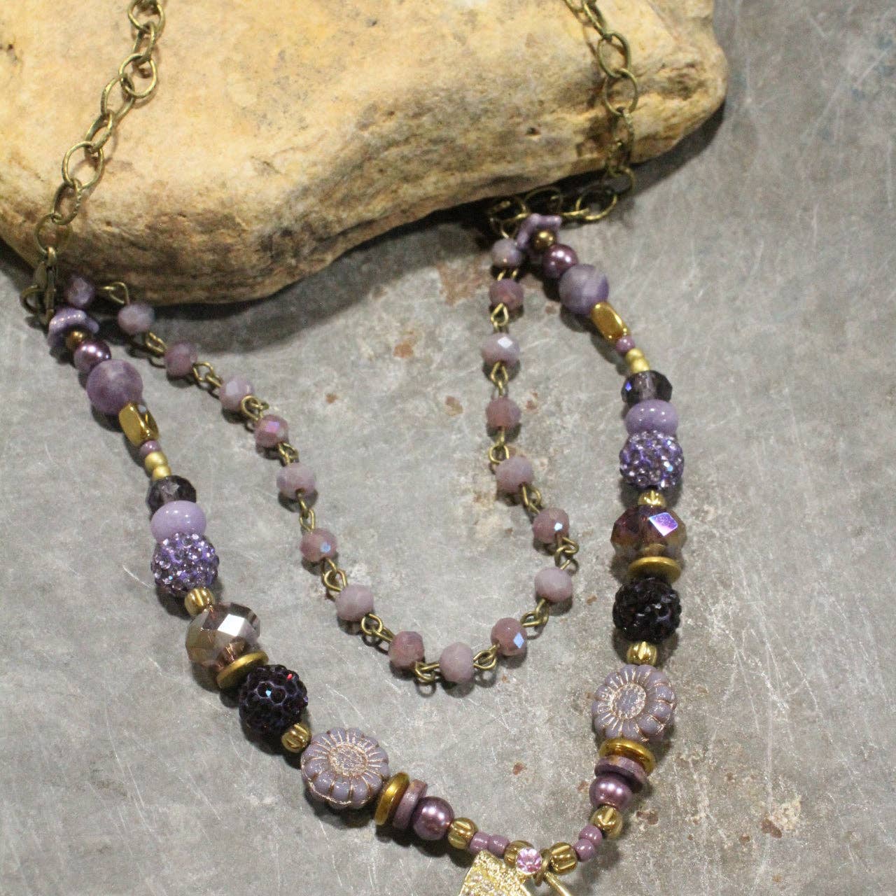 Floating Purple Butterfly Layered Necklace - Juli's Wearable Art