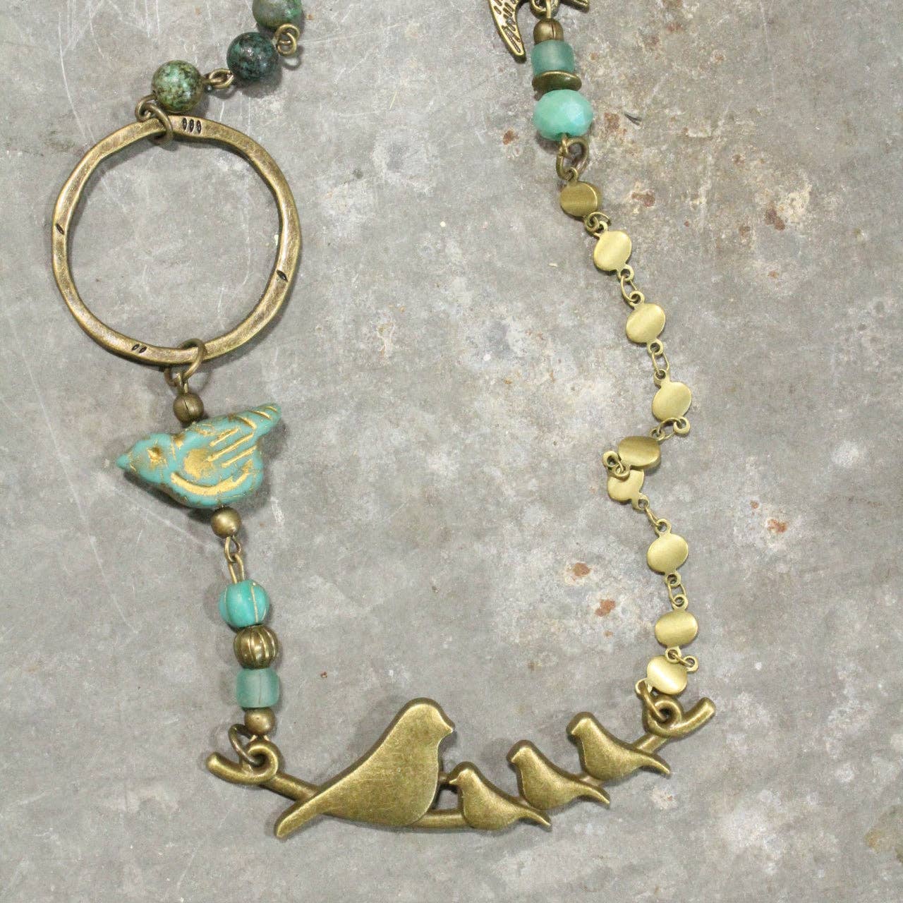 Flocked Together Jade Czech Necklace - Juli's Wearable Art