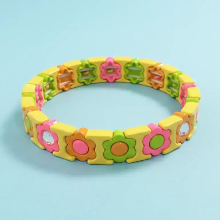 Florence Enamel Stretch Bracelet | Flowers | Multi Pastel Colors - Juli's Wearable Art