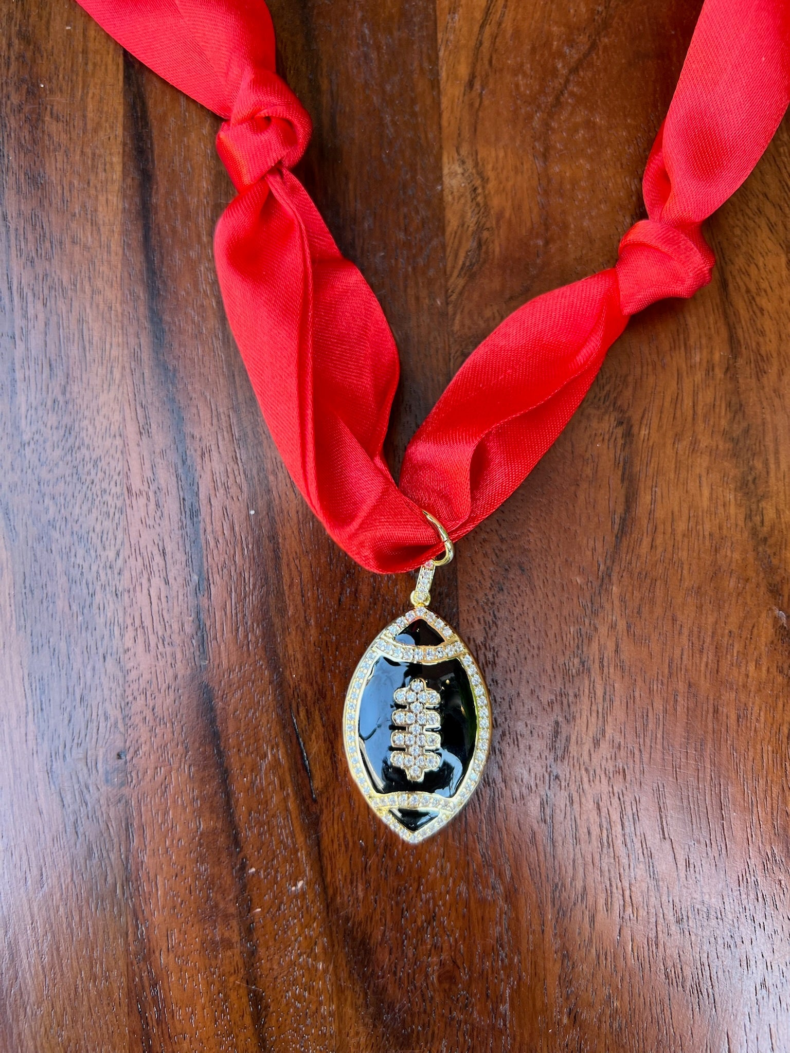 Game Day Scarf Necklaces with Football Charms - Juli's Wearable Art