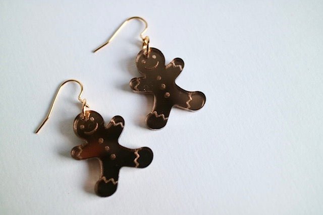 Gingerbread Gold Mirrored Acrylic Earrings - Juli's Wearable Art
