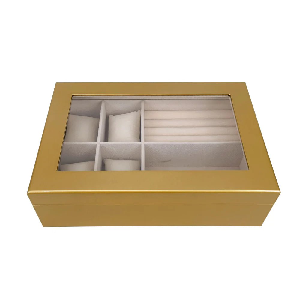 Glass Top Jewelry Box | Gold - Juli's Wearable Art