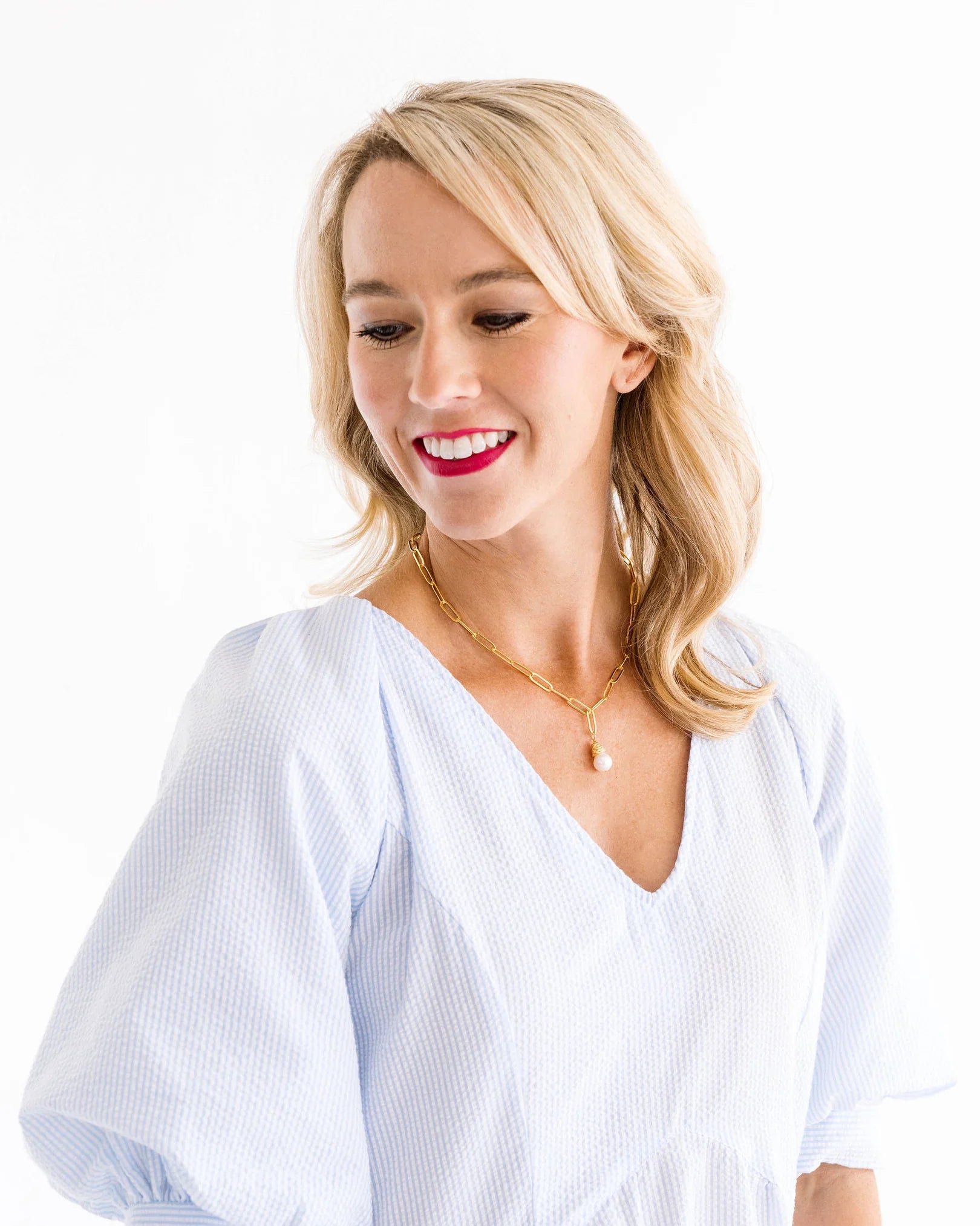 Gold Pearl Paperclip Necklace - Juli's Wearable Art