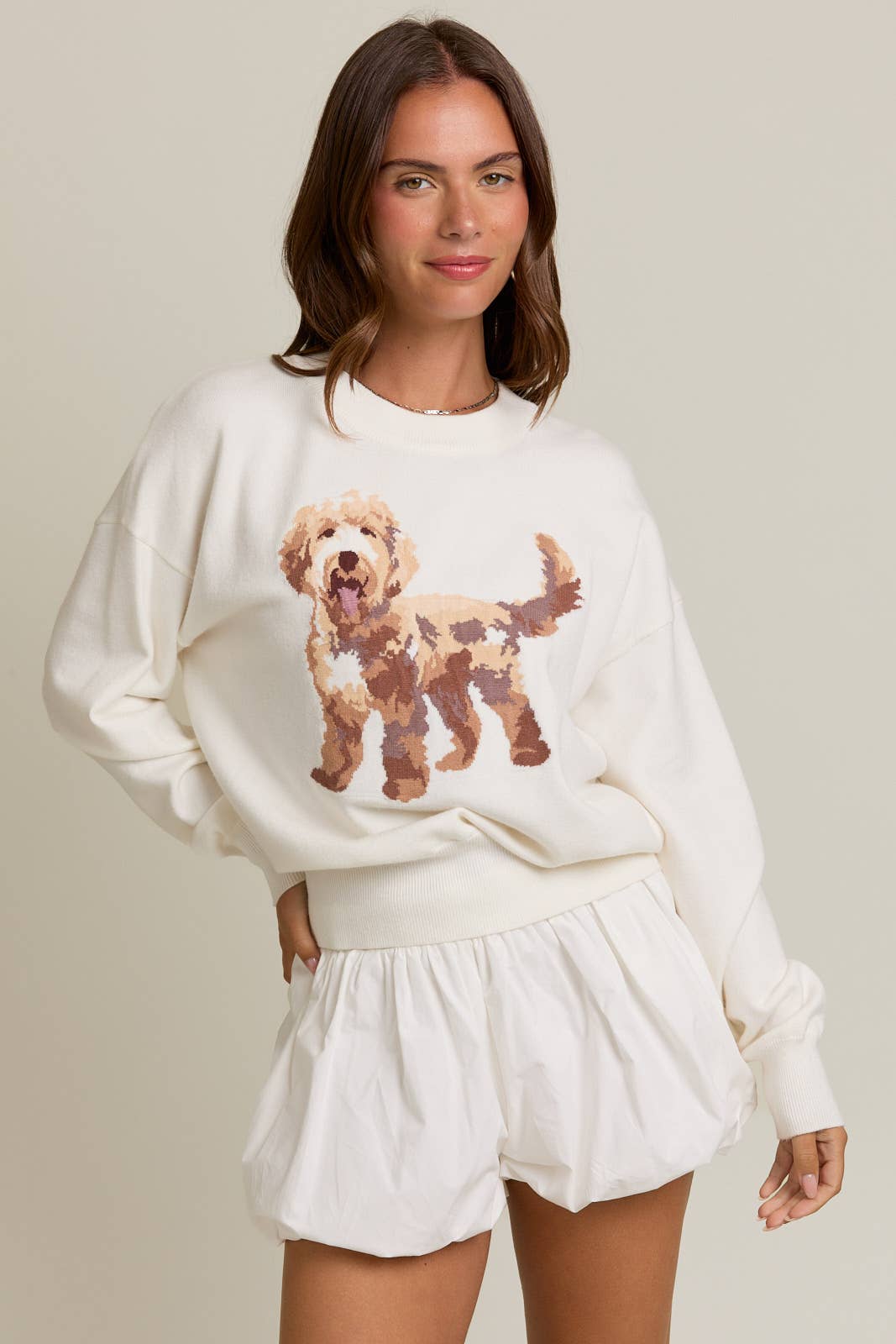 Golden Doodle Puppy Crew Neck Sweater - Juli's Wearable Art