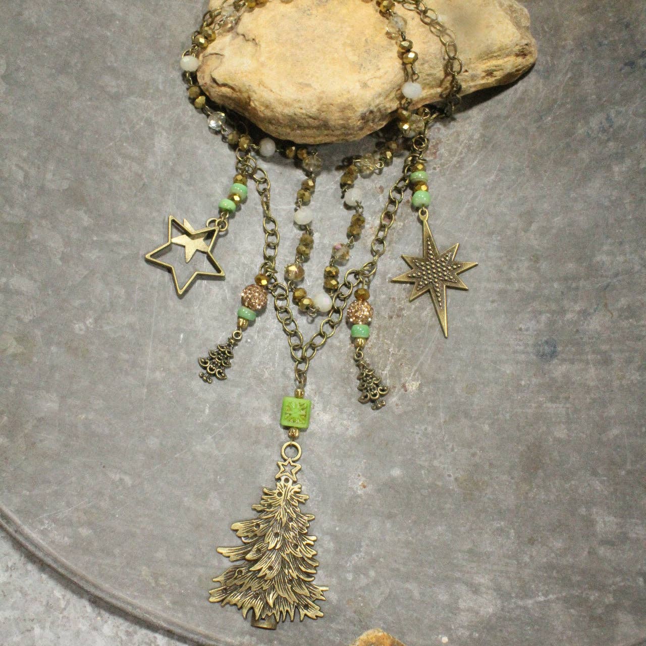 Golden Stars On The Tree Layered Necklace - Juli's Wearable Art