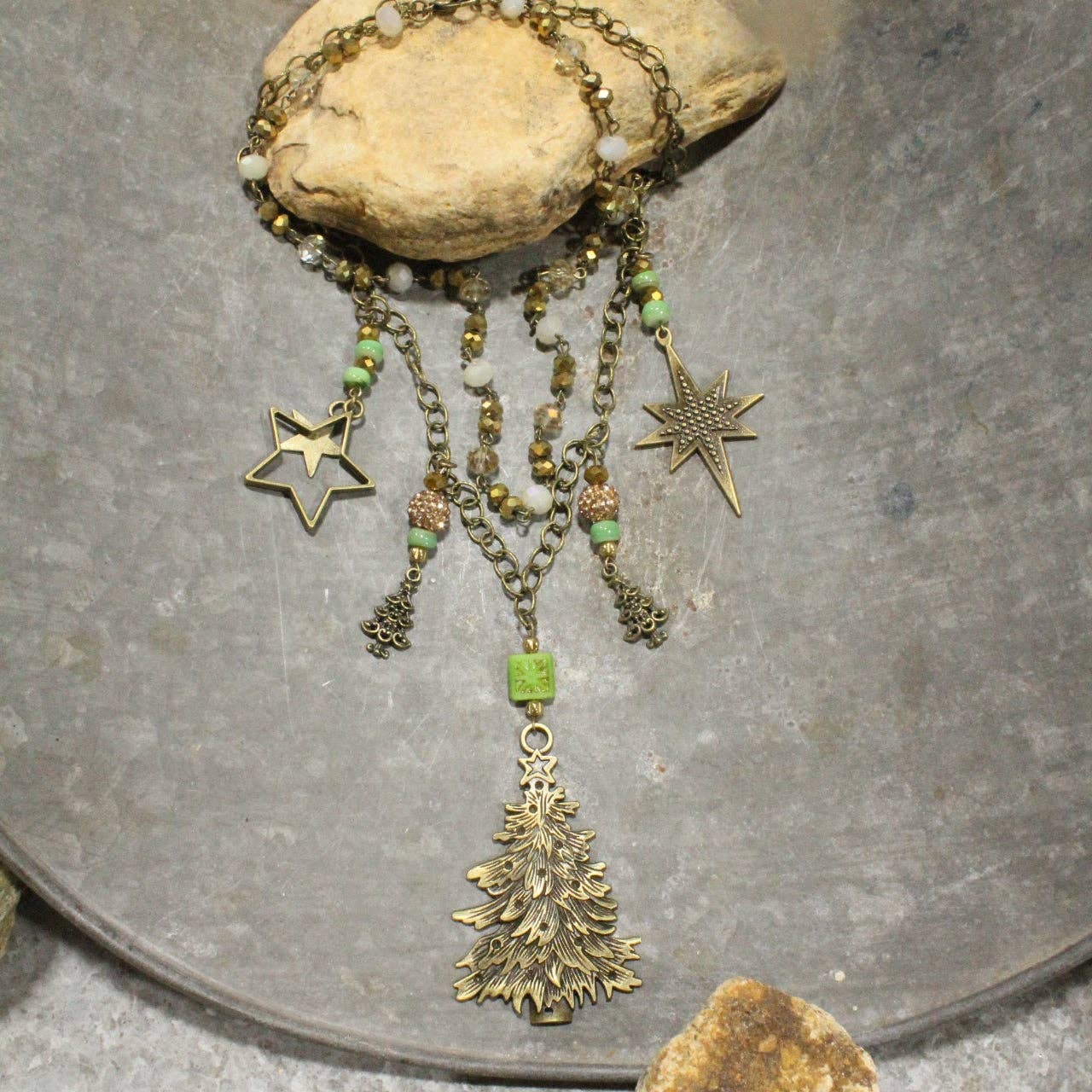 Golden Stars On The Tree Layered Necklace - Juli's Wearable Art