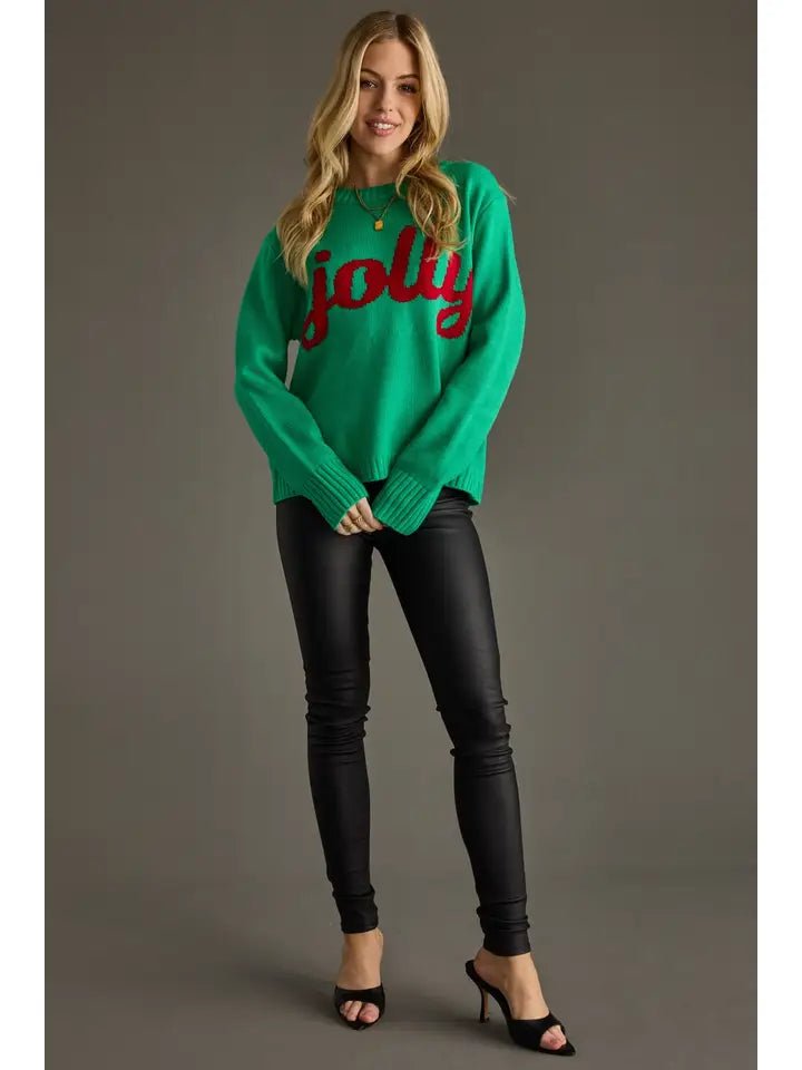 Green Jolly Sweater - Juli's Wearable Art