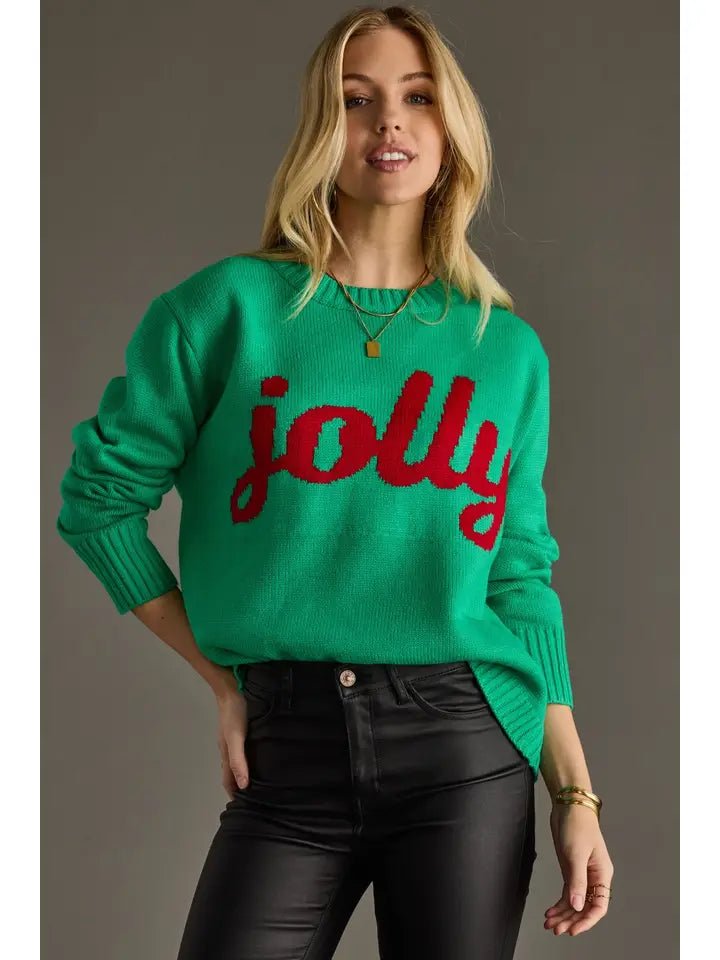Green Jolly Sweater - Juli's Wearable Art
