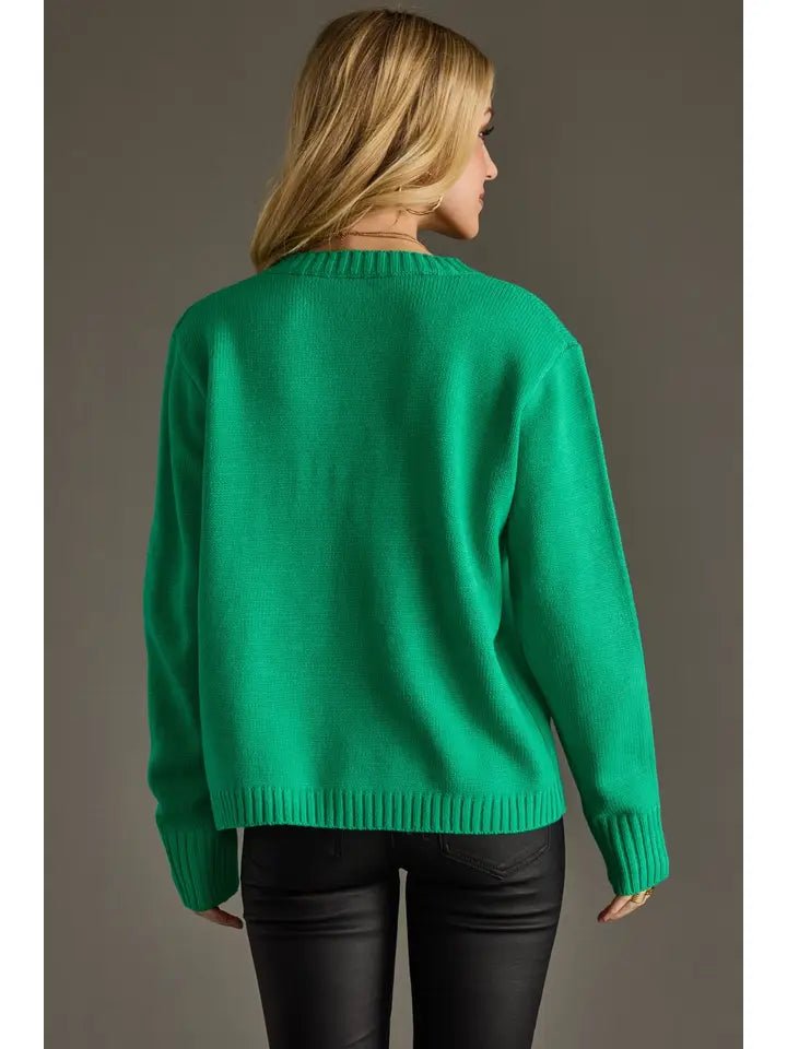 Green Jolly Sweater - Juli's Wearable Art