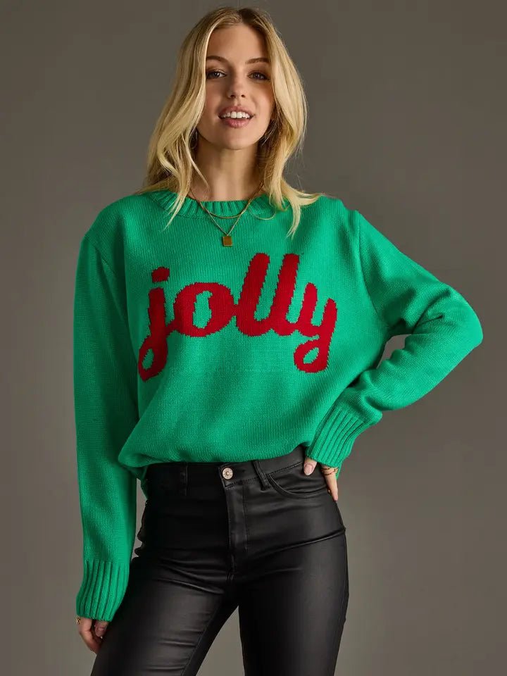 Green Jolly Sweater - Juli's Wearable Art