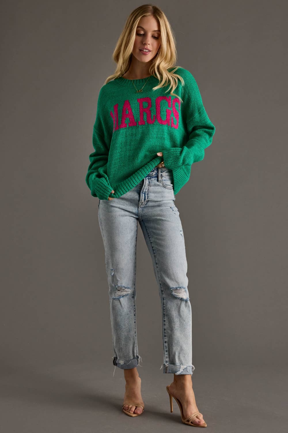 Green "Margs" Lightweight Sweater - Juli's Wearable Art