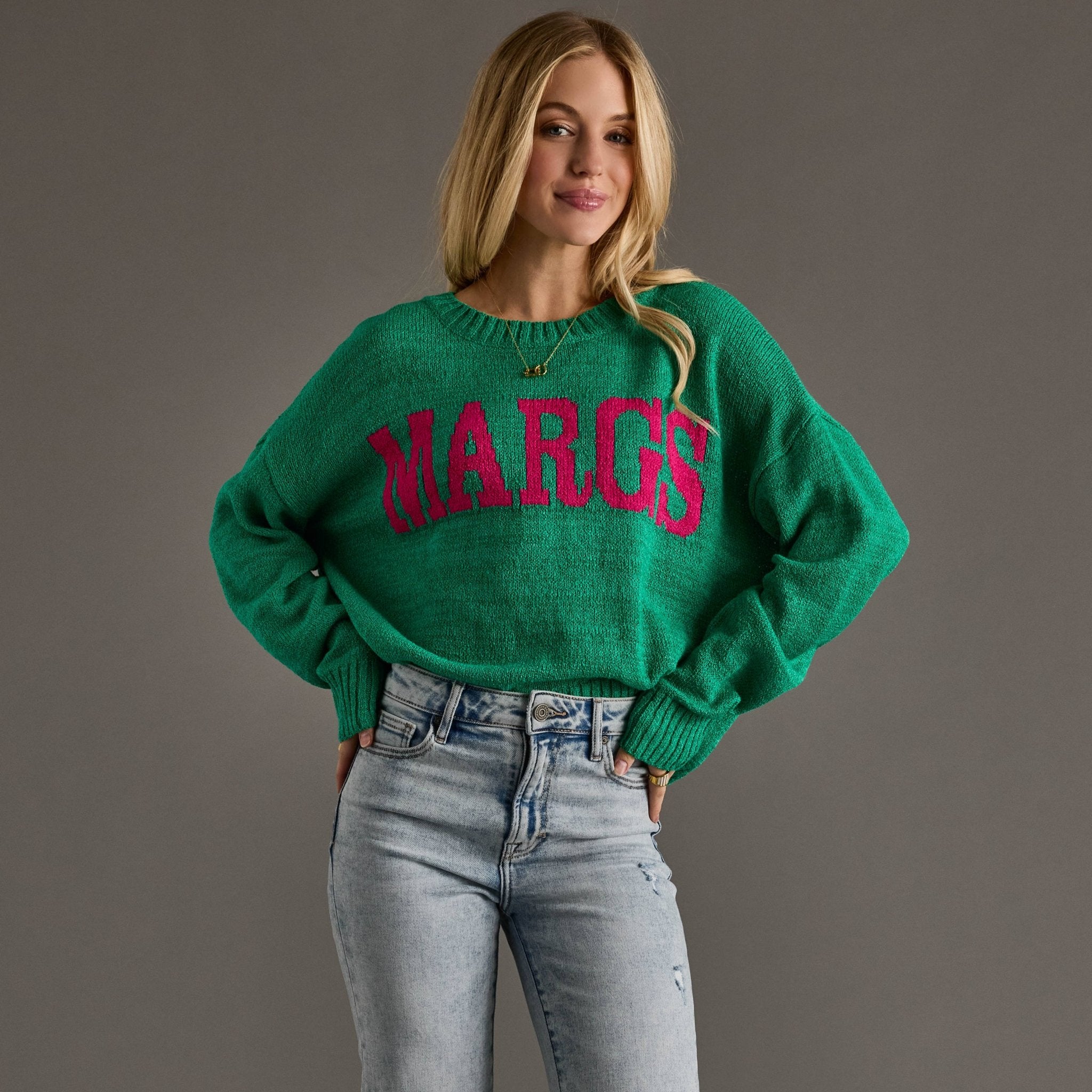 Green "Margs" Lightweight Sweater - Juli's Wearable Art