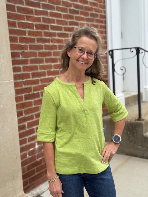 Habitat Peruvian Textured Cotton Split Collar Tee | Leaf - Juli's Wearable Art