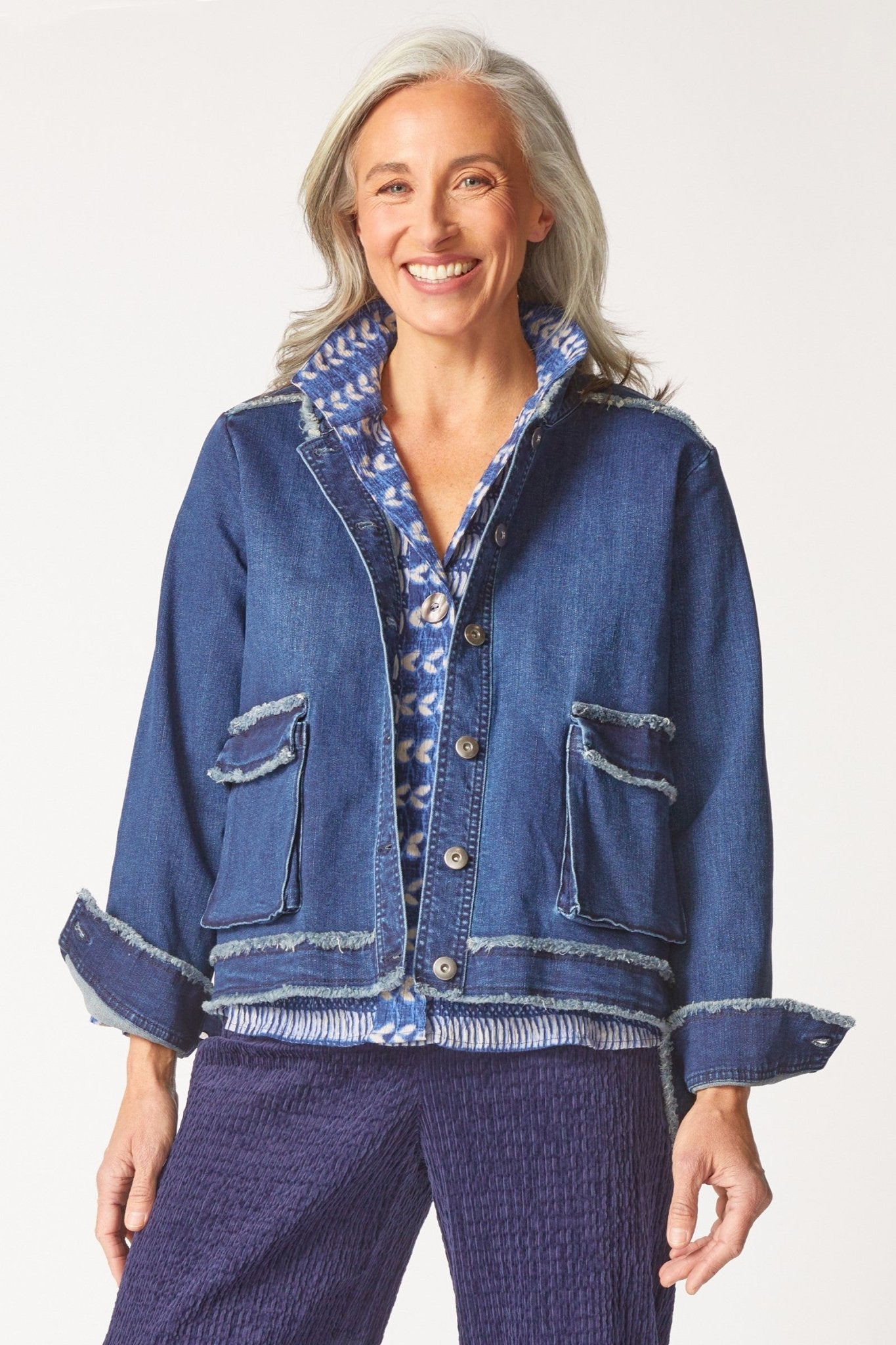 Habitat Stretch Canvas Fringe Jacket - Juli's Wearable Art
