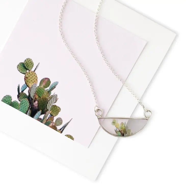 Happiness Blooms Cactus Semi Circle Necklace - Juli's Wearable Art