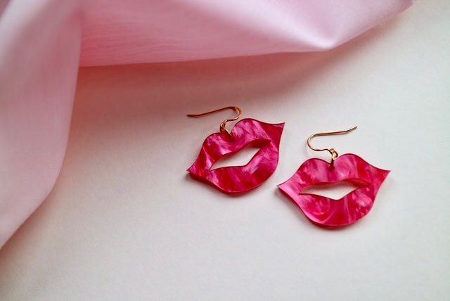 Hot Pink Lips Earrings - Juli's Wearable Art