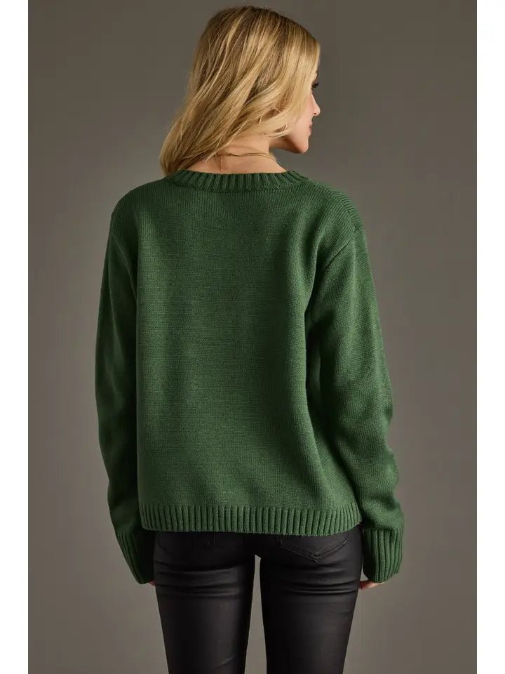 Hunter Green "Merry" Sweater - Juli's Wearable Art