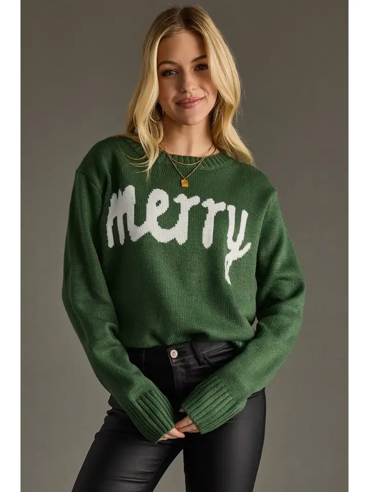 Hunter Green "Merry" Sweater - Juli's Wearable Art