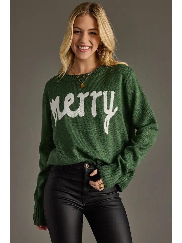 Hunter Green "Merry" Sweater - Juli's Wearable Art