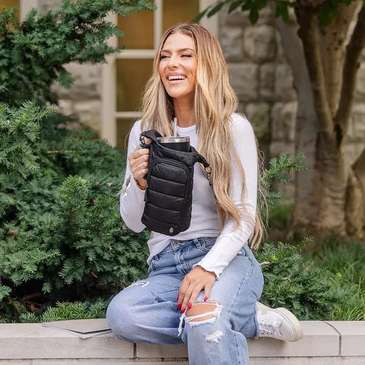 Hydrobag® Handle™ - Black Matte with Vegan Leather Trimmed Strap - Juli's Wearable Art