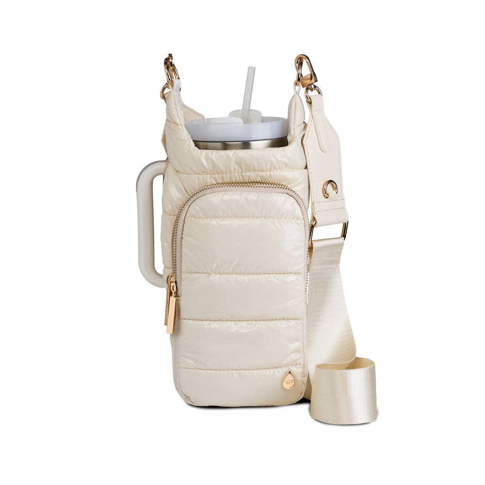 HydroBag® HANDLE™ - Ivory Glossy with Solid Vegan Leather Trimmed Strap - Juli's Wearable Art