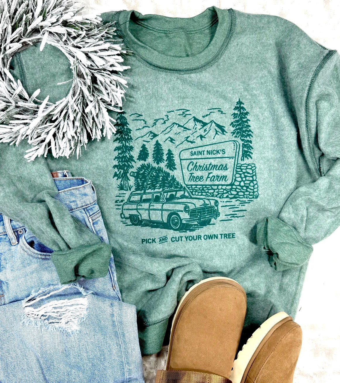 Inside Out “Christmas Tree Farm” Sweatshirt - Juli's Wearable Art