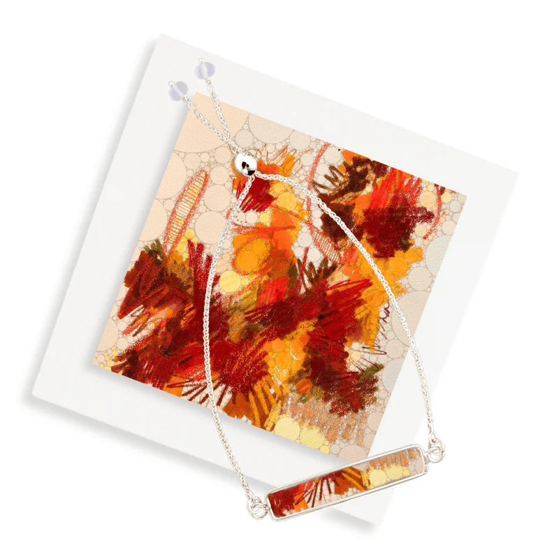 Jen Judd - "Autumn" Silver Bar Bracelet - Juli's Wearable Art