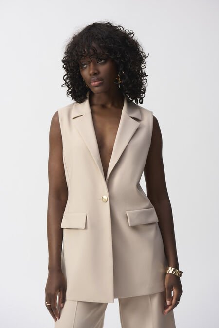 Joseph Ribkoff Formal Beige Sleeveless Vest - Juli's Wearable Art