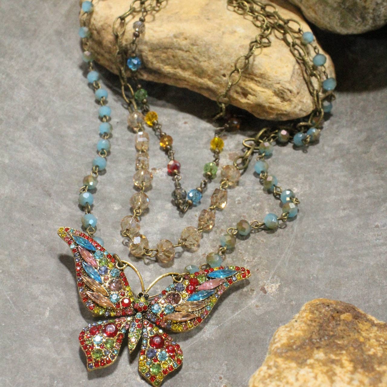 Just Dance Multi Butterfly Layered Necklace - Juli's Wearable Art