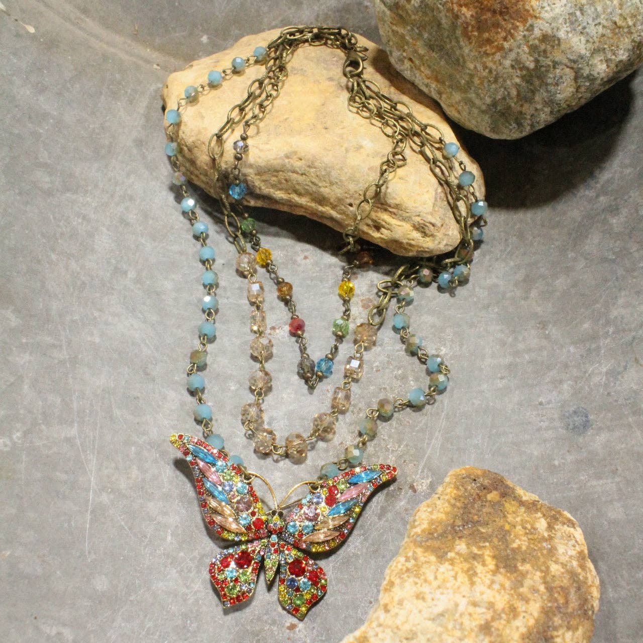 Just Dance Multi Butterfly Layered Necklace - Juli's Wearable Art