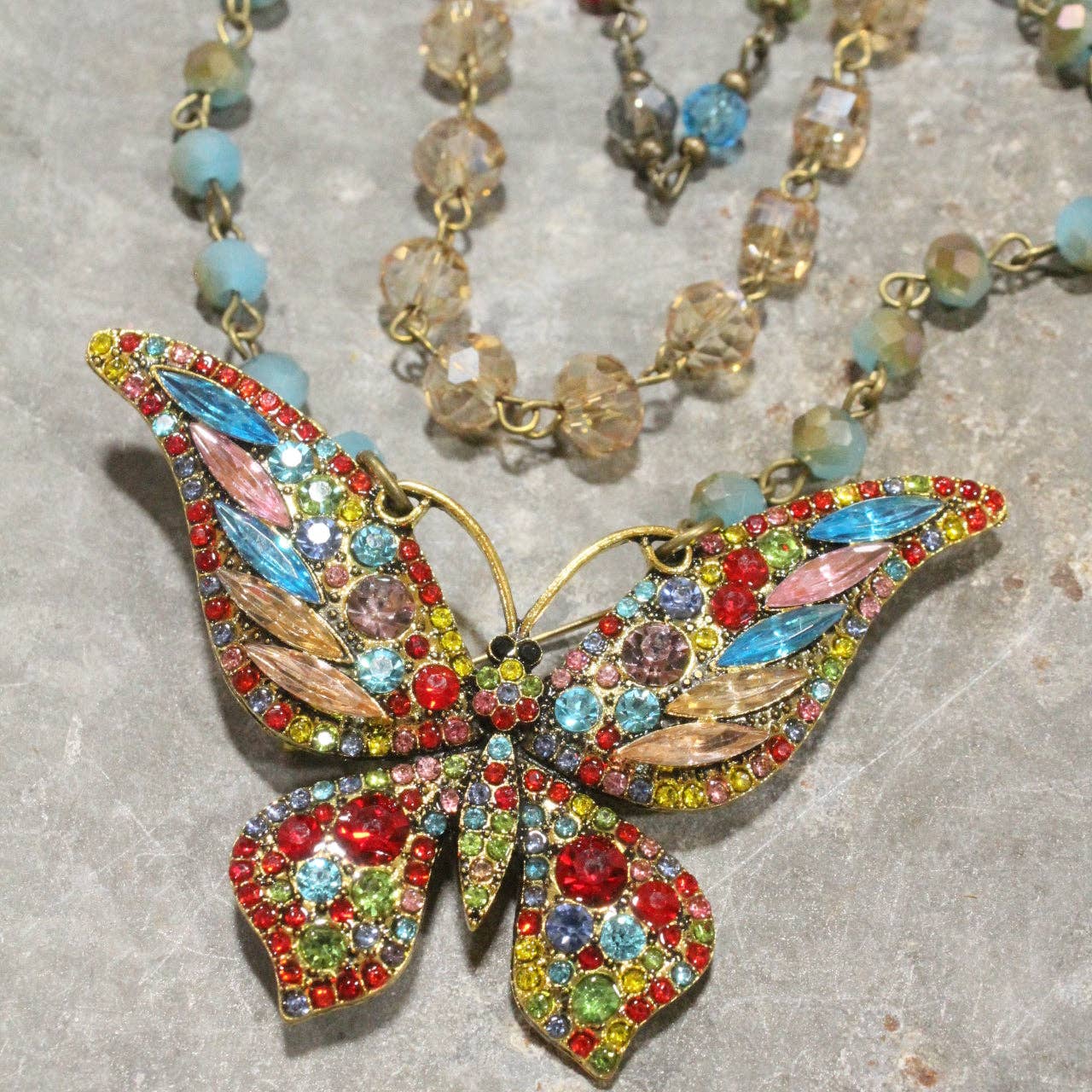 Just Dance Multi Butterfly Layered Necklace - Juli's Wearable Art