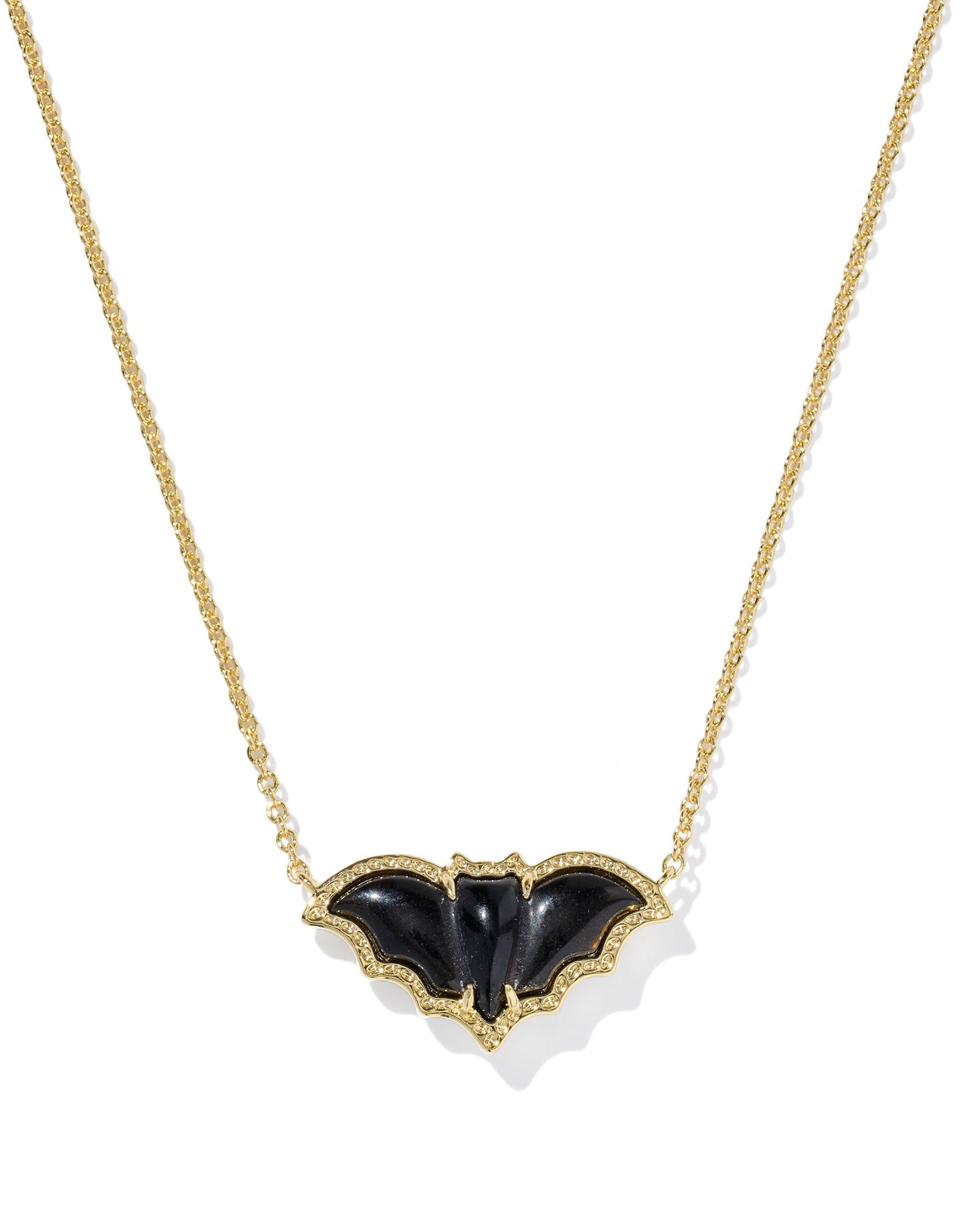 Kendra Scott BAT SHORT PENDANT NECKLACE GOLD GOLDEN OBSIDIAN - Juli's Wearable Art