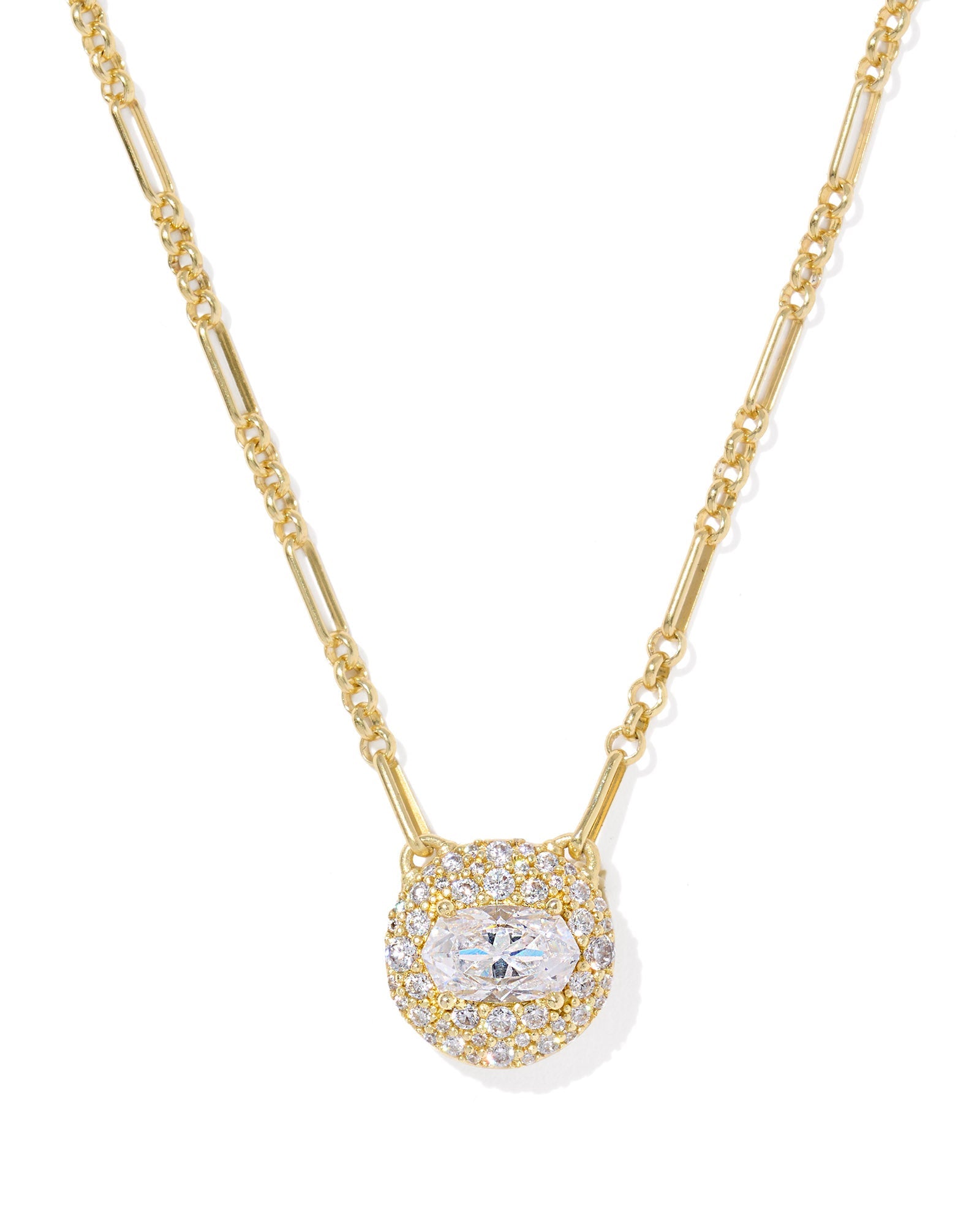 Kendra Scott Bella Short Pendant Necklace – Gold White CZ - Juli's Wearable Art