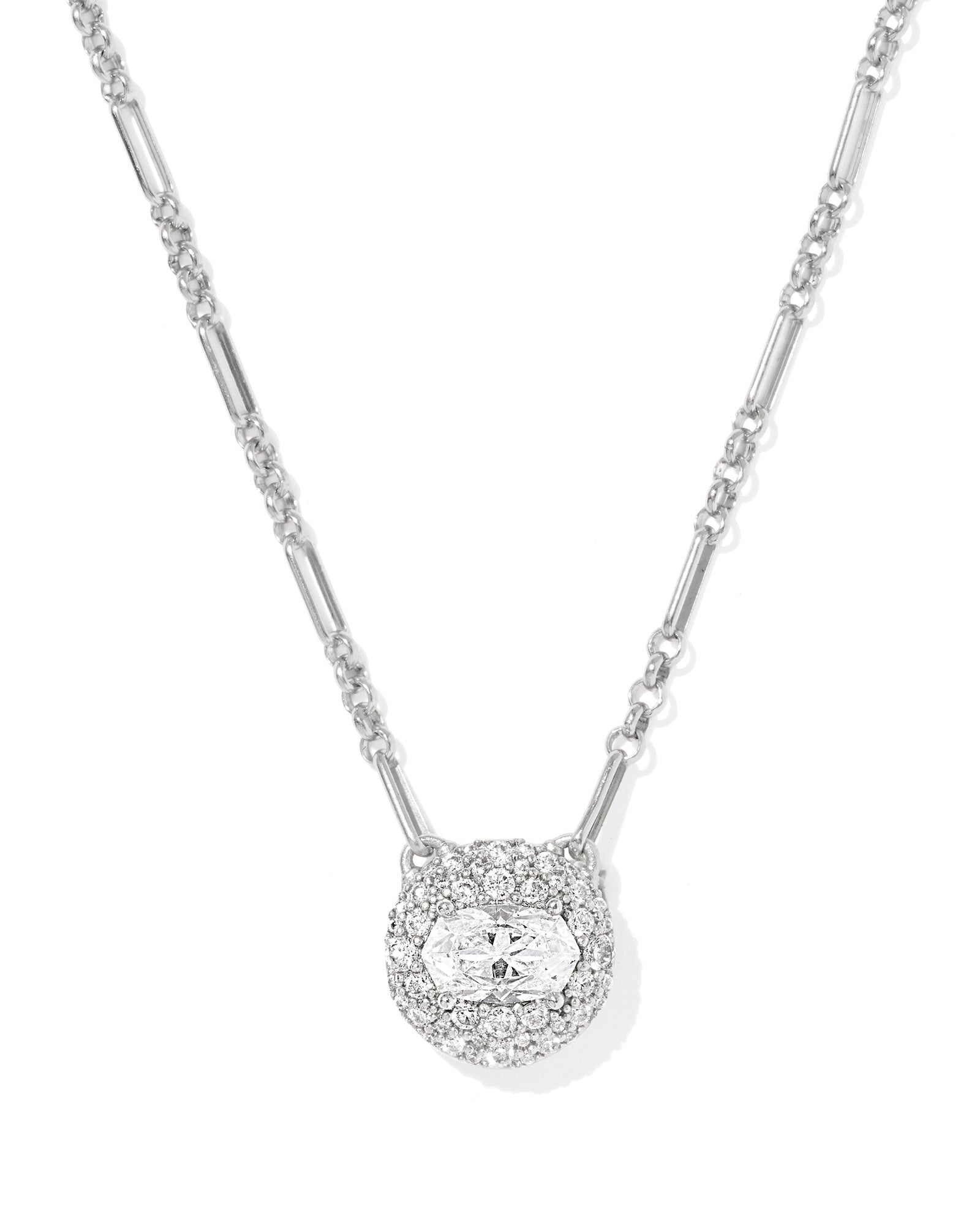 Kendra Scott Bella Short Pendant Necklace – Silver White CZ - Juli's Wearable Art