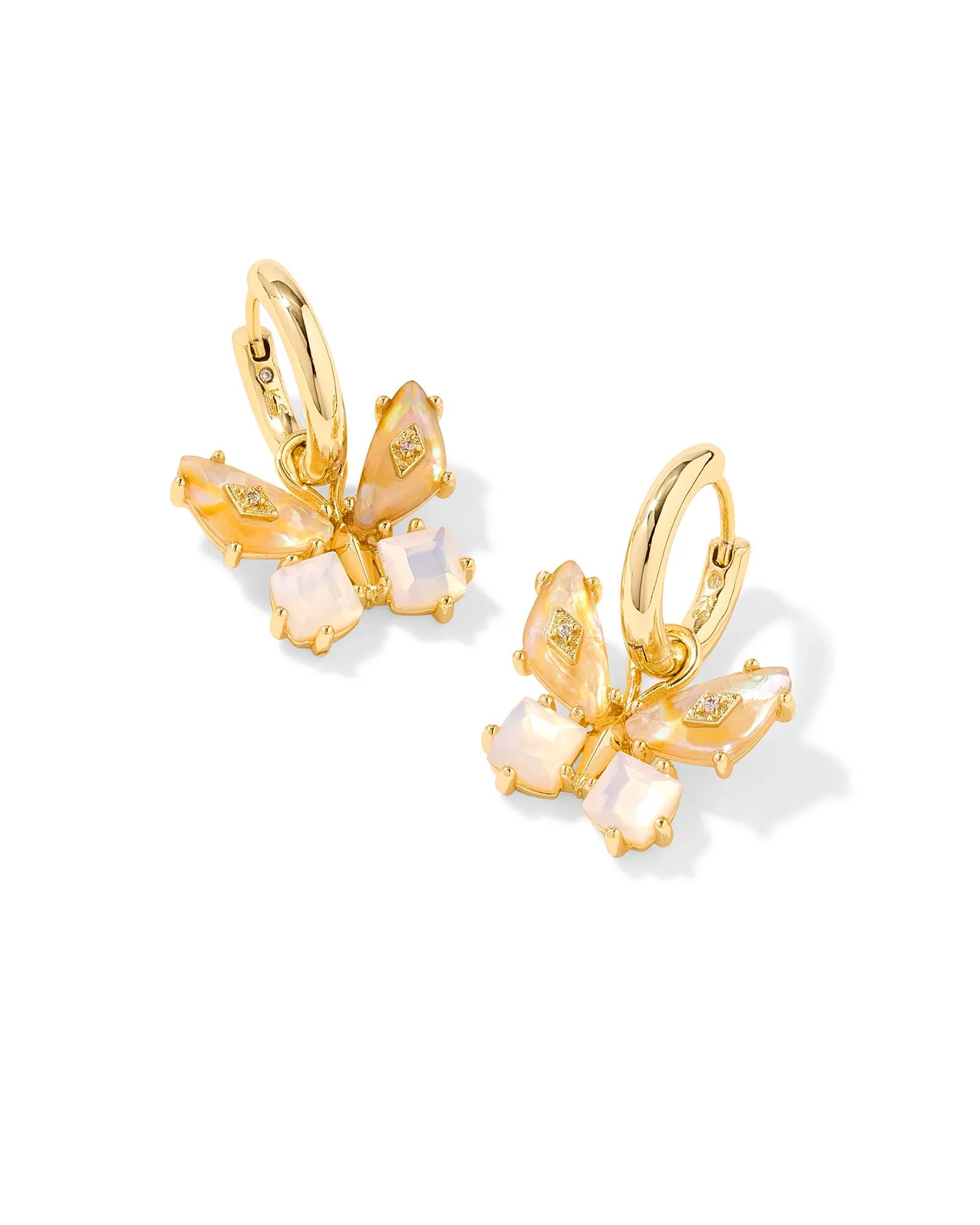 Kendra Scott Bianca Butterfly Gold Huggie Earrings - Iridescent White Mix - Juli's Wearable Art